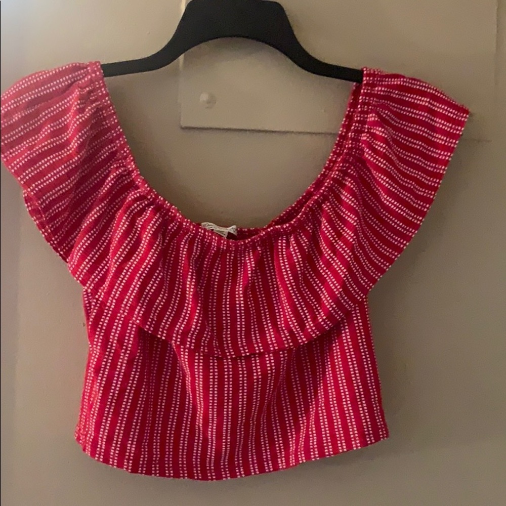 Red and white summer blouse